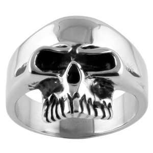Keith Richards Stainless Steel Rocker Half Skull Biker Ring Replica 