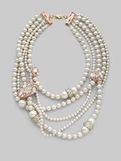 Alexis Bittar   Multi Strand Shell Pearl & Bead Necklace    