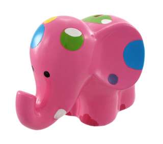 Adorable Pink Polka Dot Elephant Money Bank Piggy  