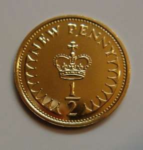  ELIZABETH II   RARE 24 CARAT GOLD NEW HALFPENNY PROOF 1/2P COIN  