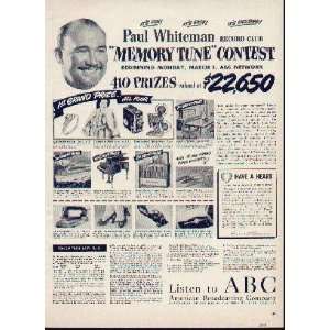 PAUL WHITEMAN Record Club MEMORY TUNE Contest to benefit The 