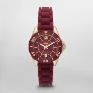 New Fossil ES2978 Riley Mini Silicone Berry Gold Ladies Watch in 