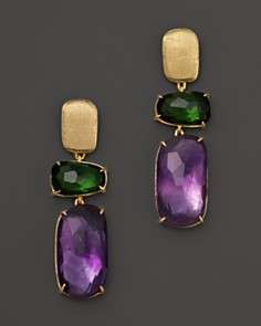 Marco Bicego Murano 18K Gold Earrings with Green Tourmaline and 