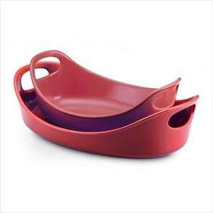 Rachael Ray Oval Baker Set Bubble&Brown Set of 2 (RED)  