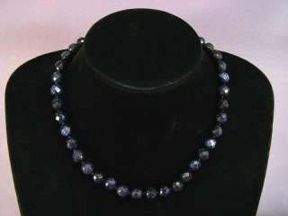 Necklace Set Blue Gold Stone 10mm Facet Round Beads  