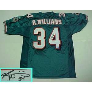 Ricky Williams Hand Signed Teal Dolphins Jersey