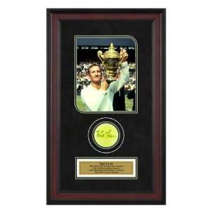 Rod Laver Wimbledon Championships Framed Autographed Tennis Ball with 