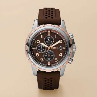 Fossil Mens Dean Silicone Watch Brown #FS4612  