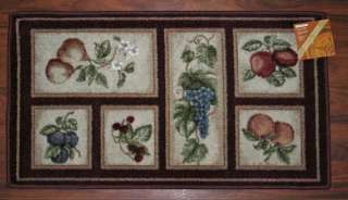 2X3 Kitchen Rug Mat Burgundy Washable Mats Rugs Fruit Grapes Pears 