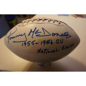  Tommy McDonald Signed Football   Oklahoma National Champs 
