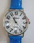 new ladies blue geneva platinum large number watch 