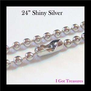 50 pcs BALL CHAIN NECKLACES Silver Plated 24 Cut To Length 2.4mm 