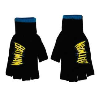 This is a pair of fingerless gloves featuring the classic Batman logo 