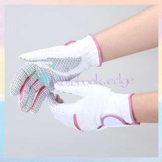 1Pair Women Soft Leather Anti slip Tennis Golf Gloves  
