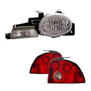 95 99 Dodge Neon Chrome Headlights with Parking Light + Tail Lights 