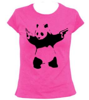 Panda Bear with Guns Animal Cool Funny Womens T Shirt  