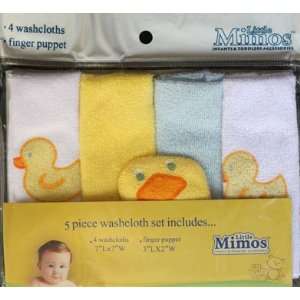  5pc Baby Yellow Ducky Washcloth Set 