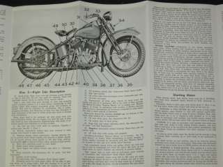 1946 Harley Davidson Model 74 & 80 Instruction Manual  