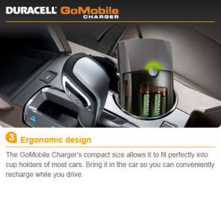 Duracell Go Mobile Charger / Rechargeable / includes car adaptor and  2 AA / 2 AAA precharged, rechargeable batteries,