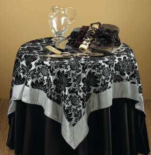 Classic Damask Flocked Tablecloth 40 60 90 Square   4 Colors Avail 