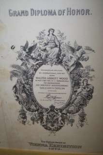 1876 Walter A. Wood Advertising Brochure, Framed  