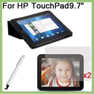   Leather Stand Case Cover+Touch Pen+Protector for HP TouchPad 9,7