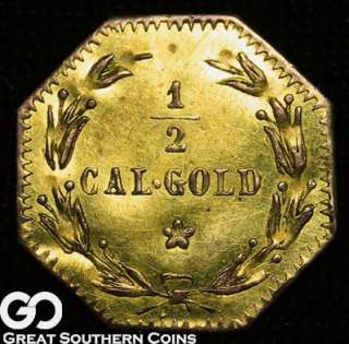 1875 California Indian Head OCTAGONAL GOLD Half Dollar CHOICE 