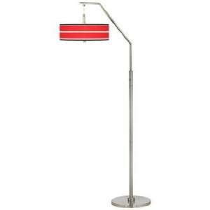  Red Stripes Giclee Shade Arc Floor Lamp