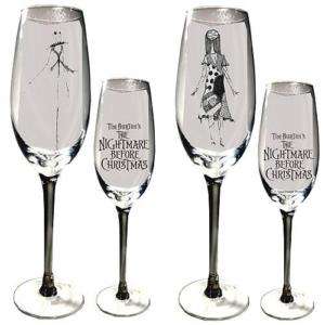 NIGHTMARE BEFORE CHRISTMAS champagne flutes Jack Sally  