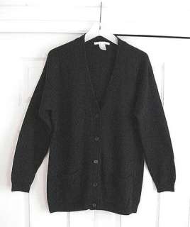 THE LIMITED BLACK WOOL V NECK CARDIGAN TUNIC SWEATER L  