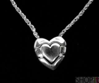 Heart Chain Charm Necklace Sterling Silver Garzi Italy  