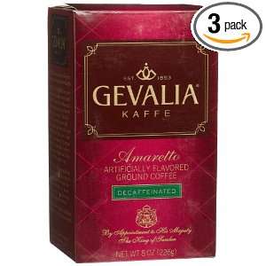 Gevalia Amaretto Ground Coffee, Decaffeinated, 8 Ounce Packages (Pack 