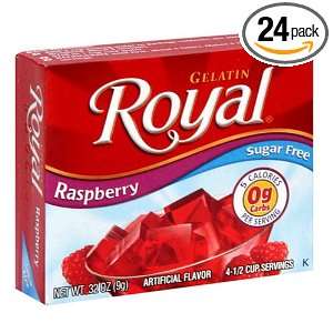 Royal Gelatin, Sugar Free Raspberry, 0.32 Ounce Boxes (Pack of 24 