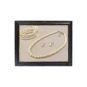  Glass Pearl Necklace, Earrings & Bracelet Cream Pearl 