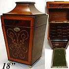 Rare Antique Georgian 18.5 Stationery Box, Knife Box Style, Marquetry 