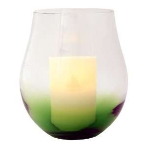  Green Bordeaux Glass Hurricane Flameless Candle Holder 