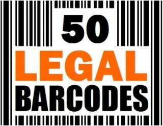 50 LEGAL UPC BARCODES SYMBOLS & BAR CODE NUMBERS FOR  & RETAIL 