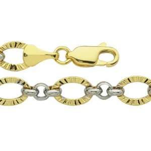  14k Two tone Gold Charm Bracelet, 7.25 Masterpiece 