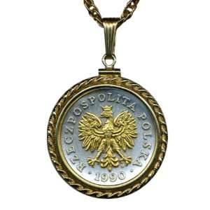   Necklaces in Gold Filled Bezels   Polish 50 Zlotych Eagle with Crown