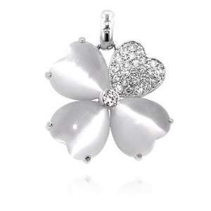   Clover Good Luck Charm Pendant with Clear CZ Accents Glitzs Jewelry