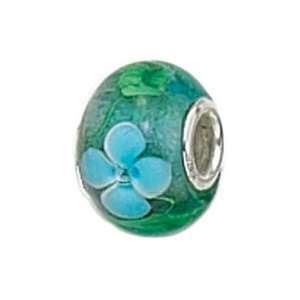   Hand Crafted Blue Green Flowers Nature Sterling Silver Charm Jewelry