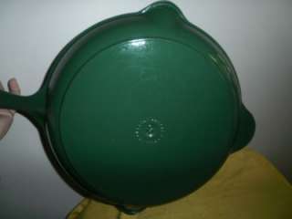 Le Creuset green enamel cast iron frying Pan skillet panini griddle 