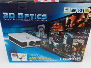 3D Optics HD 8500 Projector w/Built In TV Tuner  