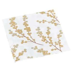   Branches Paper Dinner Napkin Package, White and Gold