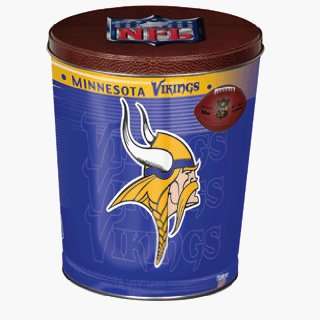 Minnesota Vikings 3.5 gallon gift tin with three premium plus gourmet 