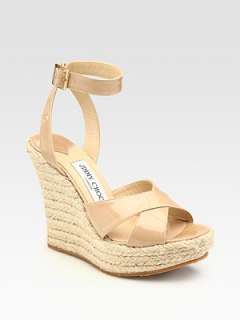 Jimmy Choo   Patent Leather Wedge Espadrilles    