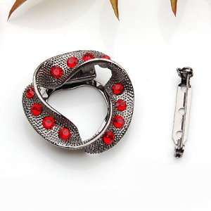Fashion Clip On Pin,Scarf Ring & Brooch Water Crystal  Gold Metallic 