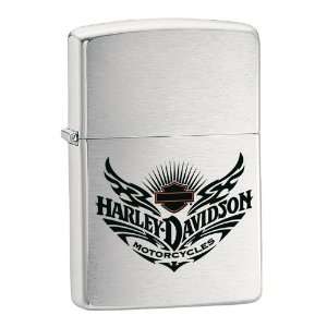  Zippo Harley Davidson Winged Tattoo Lighter (Silver, 5 1/2 