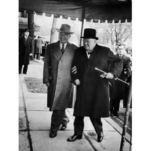 . Harry Truman Walking Arm In Arm with British Prime Minister Winston 