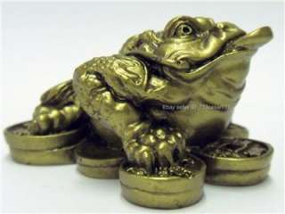 GOLD Brass Tone Oriental Feng Shui Money Lucky Chinese Coin 3 legs 